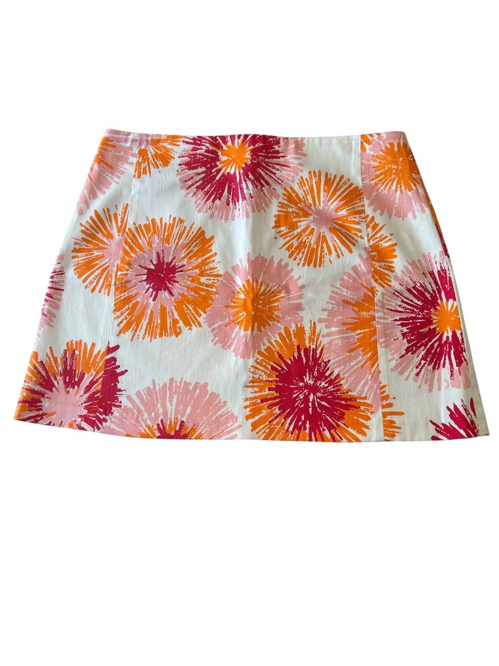 Helen Wang New York Women's Floral Burst Mini Skirt - White Pink & Orange Size 4